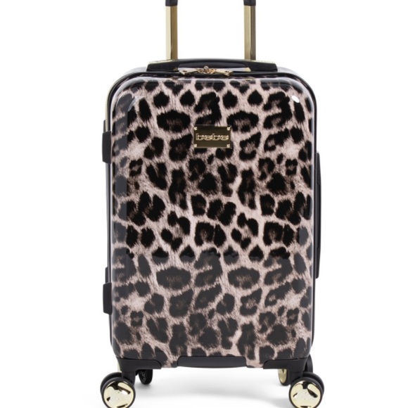 BEBE 21in Adriana Leopard Hardside Carry-on Spinner - Picture 1 of 3